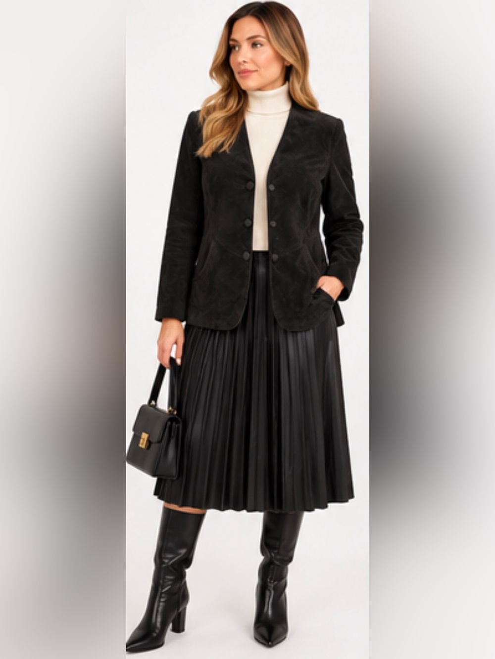 Danier Black Suede Button-Front Blazer